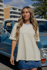 Blair Cotton Stripe Tee - Cream and Blue