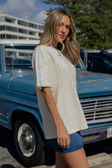 Blair Cotton Stripe Tee - Cream and Blue