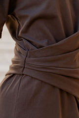 Calla Ruched Mini Dress - Chocolate