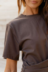 Calla Ruched Mini Dress - Chocolate