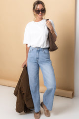 River Wide-Leg Denim Jeans - Light Blue Wash