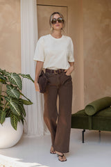 Kai Straight-Leg Denim Jeans - Chocolate Wash