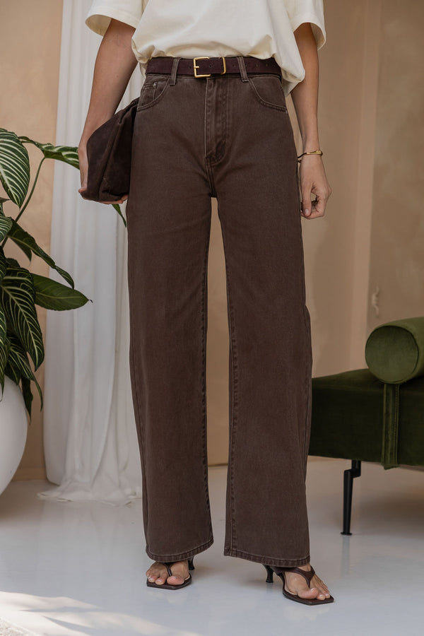 Kai Straight-Leg Denim Jeans - Chocolate Wash