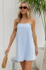 Darcy Cotton Linen Dress - Blue and White Stripe