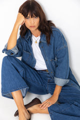 Duke Oversized Denim Shirt - Mid Blue