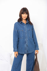 Duke Oversized Denim Shirt - Mid Blue