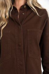 Duke Oversized Denim Shirt - Chocolate