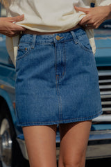 Dylan Denim Mini Skirt - Mid Wash Blue