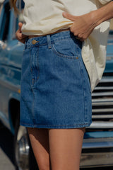 Dylan Denim Mini Skirt - Mid Wash Blue