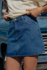 Dylan Denim Mini Skirt - Mid Wash Blue