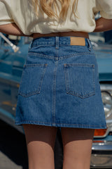 Dylan Denim Mini Skirt - Mid Wash Blue