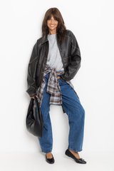 Eddie Faux Leather Jacket - Choc Brown