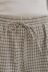 Remi Cotton Shorts - Beige Check with Cream Stripe