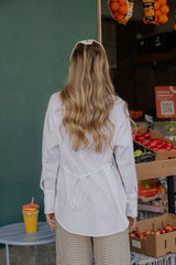 Eden Tie-Back Linen Blend Shirt - White