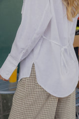 Eden Tie-Back Linen Blend Shirt - White