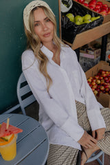 Eden Tie-Back Linen Blend Shirt - White