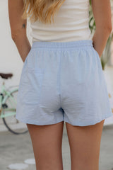 Remi Linen Blend Shorts - Blue and White Stripe