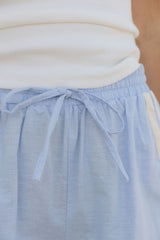 Remi Linen Blend Shorts - Blue and White Stripe