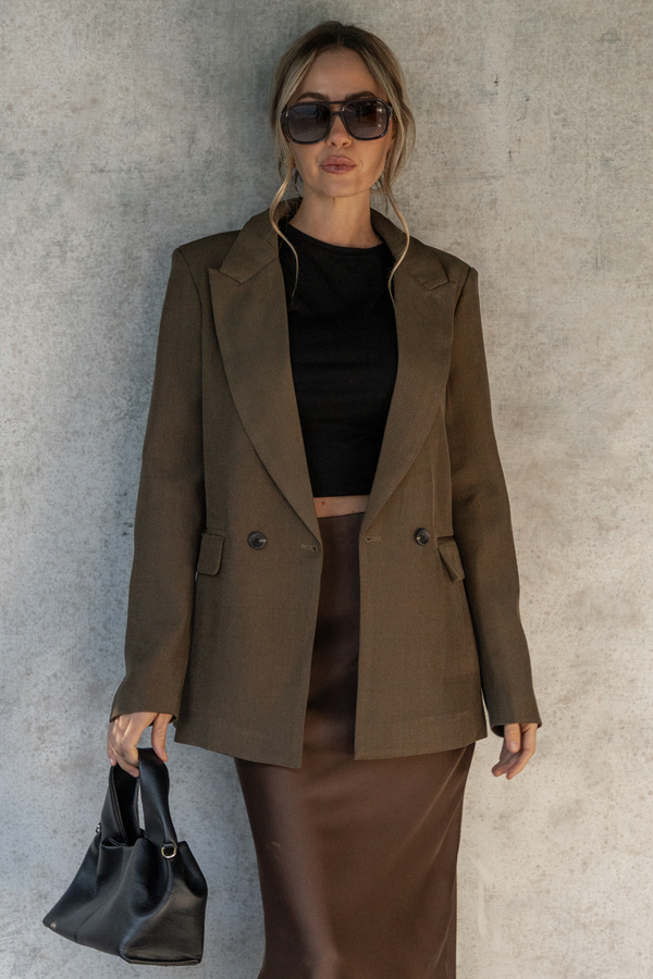 Eli Boyfriend Blazer Jacket - Olive