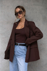 Eli Boyfriend Blazer Jacket - Chocolate