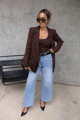 Eli Boyfriend Blazer Jacket - Chocolate