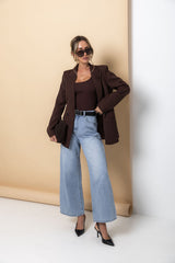 Eli Boyfriend Blazer Jacket - Chocolate