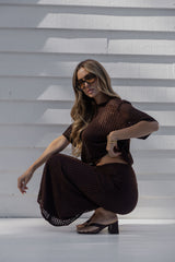 Florence Crochet Midi Skirt - Chocolate