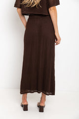 Florence Crochet Midi Skirt - Chocolate
