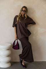 Florence Crochet Midi Skirt - Chocolate