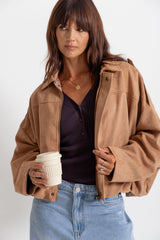 Cara V-Neck Ribbed Knit Top - Chocolate
