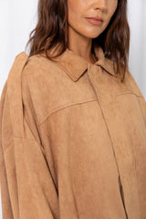 Fraser Suede Look Bomber Jacket - Sand