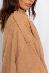 Fraser Suede Look Bomber Jacket - Sand
