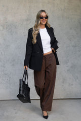 Georgie Barrel Leg Pants - Chocolate