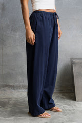 Georgie Straight-Leg Pants - Navy