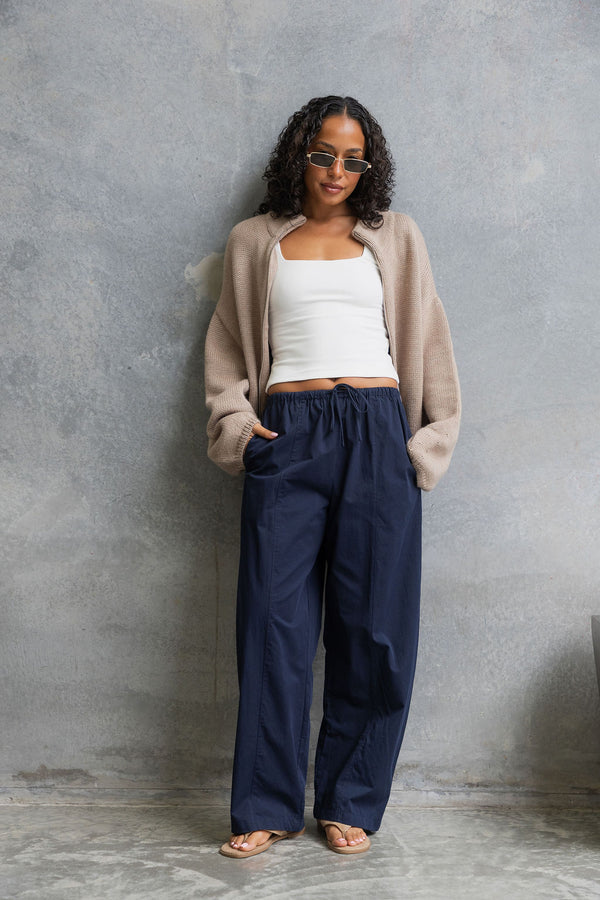 Georgie Barrel Leg Pants - Navy
