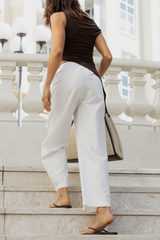 Georgie Cotton Barrel Leg Pants - White