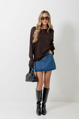 Gracie Fine Knit Top - Chocolate