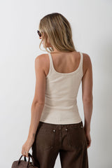 Harley Ribbed Tank Top - Beige
