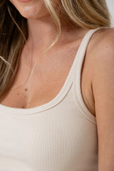 Harley Ribbed Tank Top - Beige