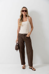 Harley Ribbed Tank Top - Beige