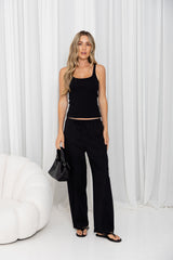 Georgie Barrel Leg Pants - Black