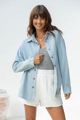 Ella Relaxed-Fit Denim Chambray Shirt - Light Wash - The Self Styler