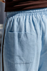 Landon Wide-Leg Stripe Pants - Skye Blue - The Self Styler