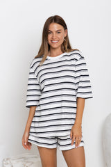 Zanna Stripe Tee - White and Black - The Self Styler