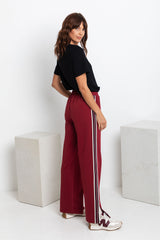 Jagger Wide-Leg Stripe Pant - Burgundy - The Self Styler