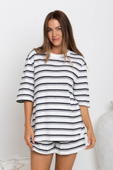 Zanna Stripe Tee - White and Black - The Self Styler