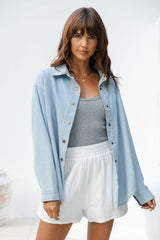 Ella Relaxed-Fit Denim Chambray Shirt - Light Wash - The Self Styler