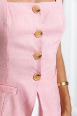 Pia Linen Vest - Pink - The Self Styler