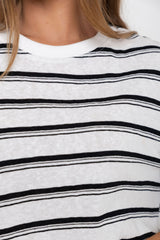 Zanna Stripe Tee - White and Black - The Self Styler