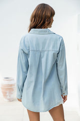 Ella Relaxed-Fit Denim Chambray Shirt - Light Wash - The Self Styler